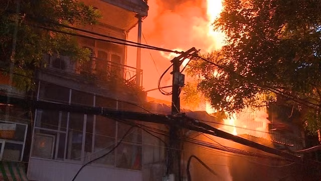The house fire at La Thanh Street in central Hanoi