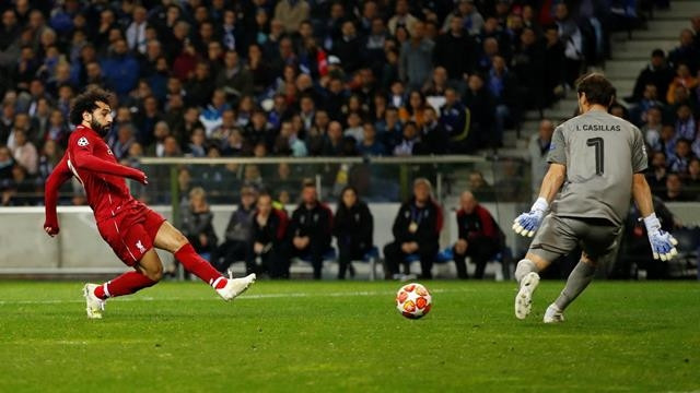Liverpool's Mohamed Salah scores their second goal - Champions League Quarter Final Second Leg - FC Porto v Liverpool - Estadio do Dragao, Porto, Portugal - April 17, 2019. (Photo: Action Images via Reuters)
