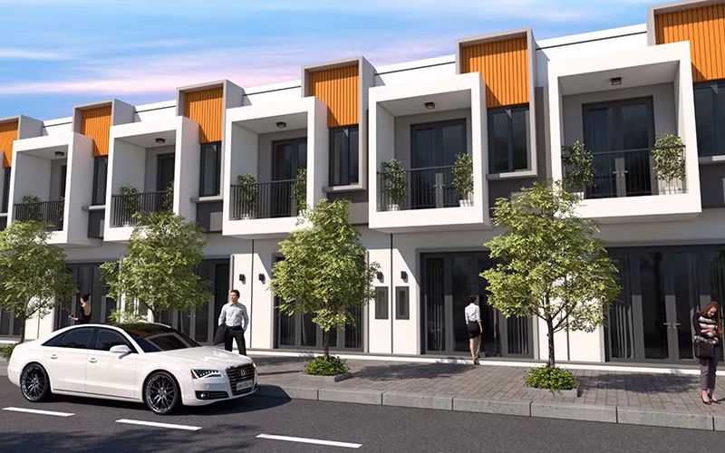 The adjoining and low-rise homes at the Tay Bac seaside urban area of Vinh Quang ward, Rach Gia city.