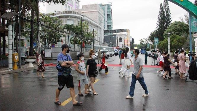 A corner of the Ninh Kieu pedestrian zone in Can Tho city. (Photo: VNA)