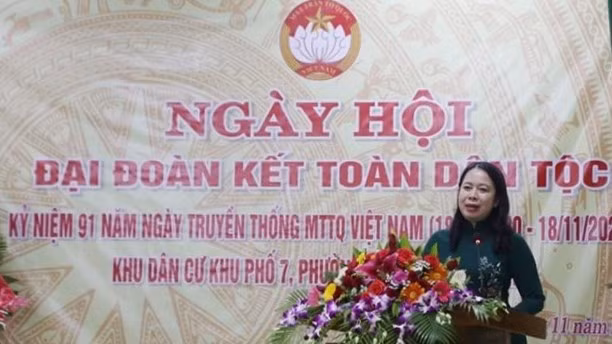 Vice President Vo Thi Anh Xuan speaks at the event (Source: VNA)