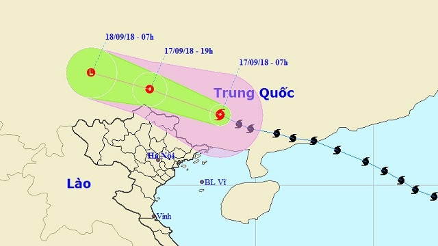 Projected location and direction of Typhoon Mangkhut. (Photo: nchmf.gov.vn)