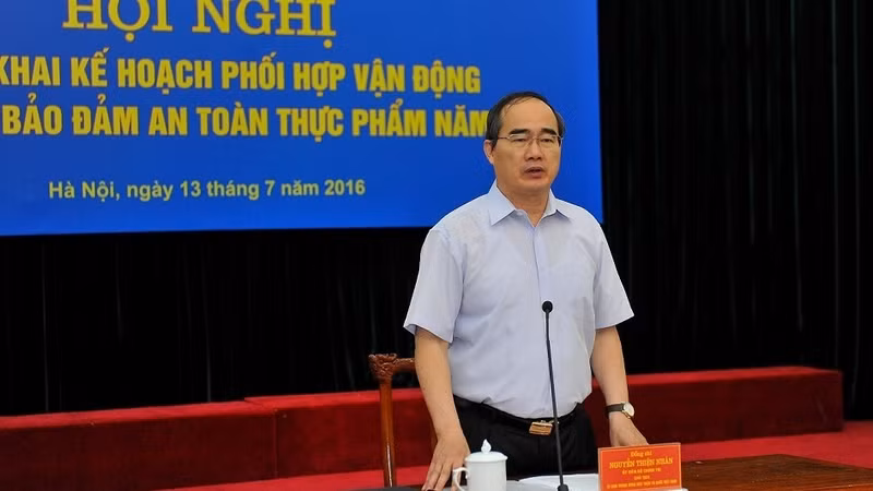 VFF President Nguyen Thien Nhan speaks at the conference. (Photo: vietnamnet) 