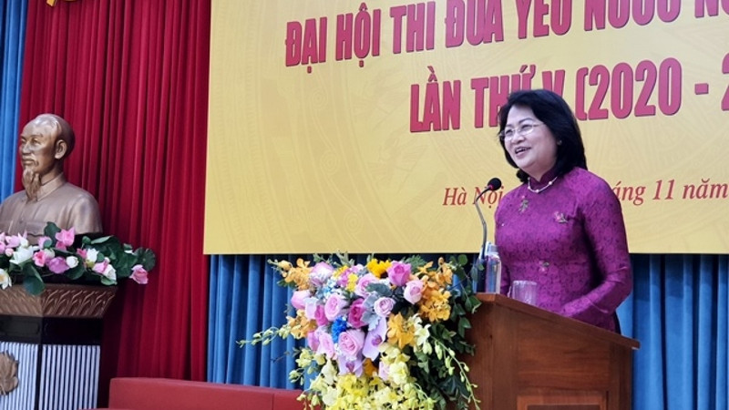 Vice President Dang Thi Ngoc Thinh speaking at the congress (Photo: VOV)