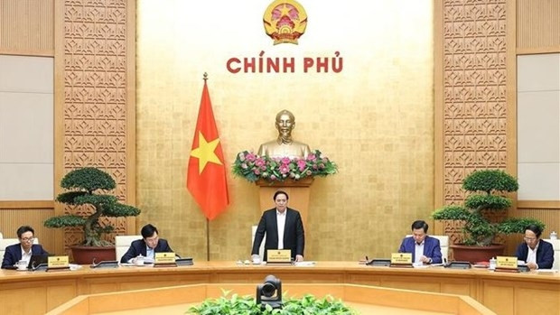 Prime Minister Pham Minh Chinh speaks at the meeting. (Photo: VNA)