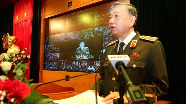 Minister of Public Security General To Lam speaking at the event (Photo: thanhtra.com.vn)