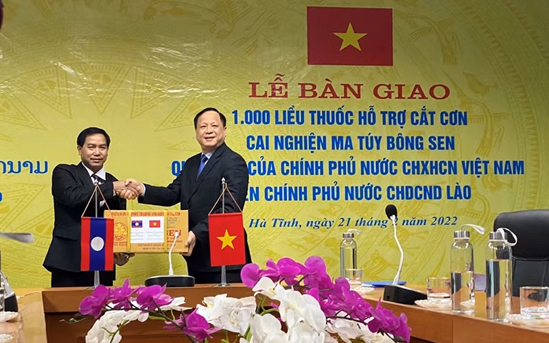 At the handover ceremony.