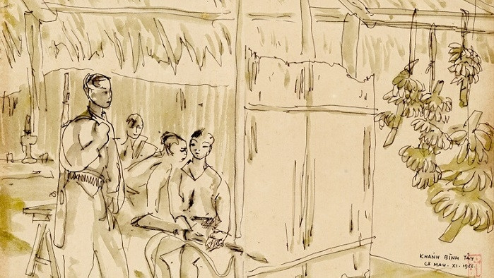 A sketch on display at the exhibition (Photo: hanoimoi.com.vn)