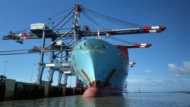 A container ship docks at Cai Mep - Thi Vai Seaport. (Photo: baobariavungtau.com.vn)