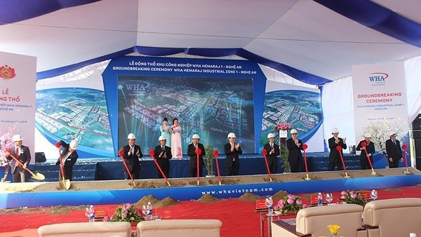 At the groundbreaking ceremony.