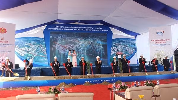 At the groundbreaking ceremony.