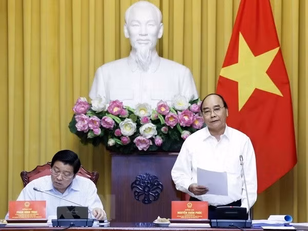 President Nguyen Xuan Phuc speaking at the working session (Photo: VNA)