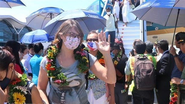 Foreign visitors arrive in Khanh Hoa (Photo:VNA)