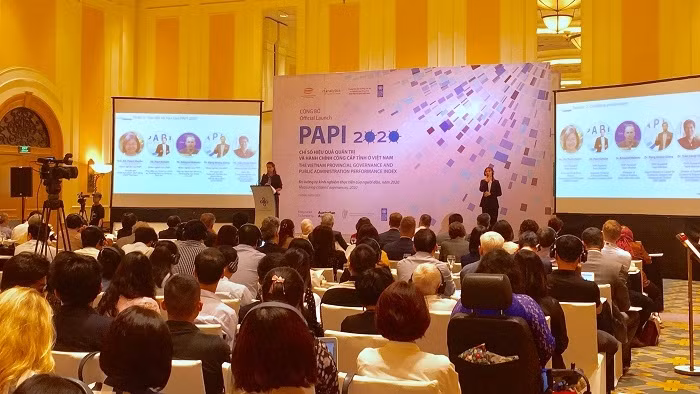 Delegates at the launch of the 2020 Provincial Governance and Public Administration Performance Index (PAPI). (Photo: NDO/Van Toan)