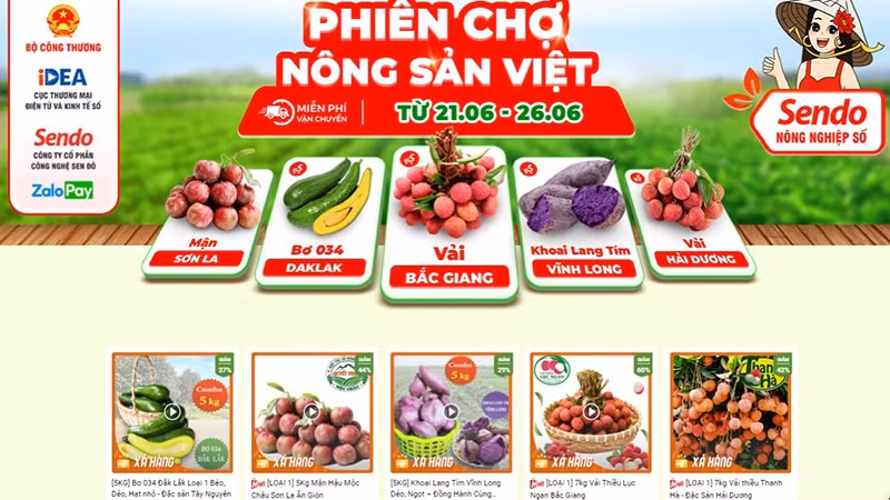 Vietnam farm produce on sale on the Sendo e-commerce platform