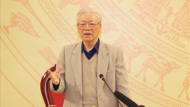 Party General Secretary and President Nguyen Phu Trong speaking at the meeting (Photo: VNA)
