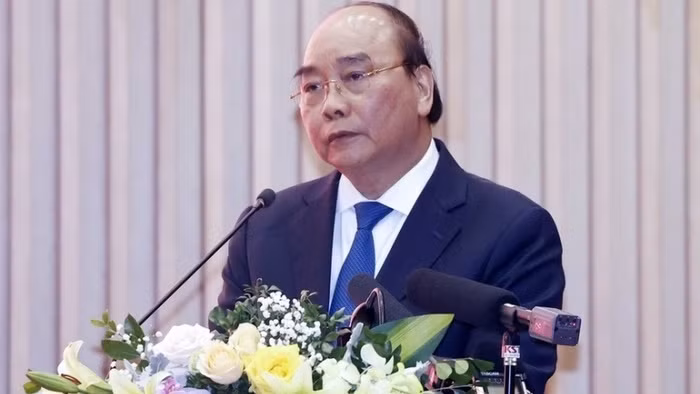 President Nguyen Xuan Phuc speaks at the conference. (Photo: VNA)