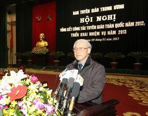 Party General Secretary Nguyen Phu Trong delivers remarks at the conference. (Image: VNA)