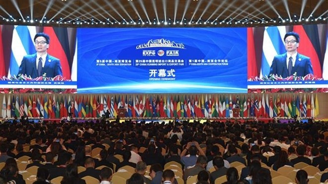 Deputy Prime Minister Vu Duc Dam delivers a remark at the opening ceremony. (Photo: VNA)