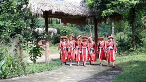 Pa Then ethnic women in Tuyen Quang province, shine in their vibrant traditional attire. (Photo: VNA)