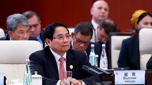 Prime Minister Pham Minh Chinh speaks at the 2025 expanded Shanghai Cooperation Organisation (SCO+) Summit. (Photo: VNA)