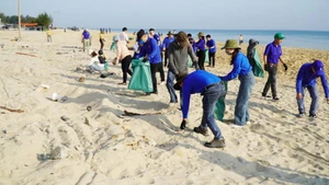 The “Green Sunday - Let’s Clean the Sea” campaign at Thuan An beach, Hue City. (Photo: The organising committee)