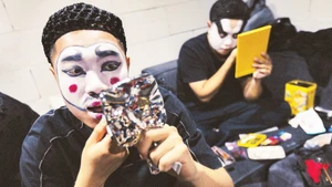 Performers in make-up before a show. Photo: ENTROPY