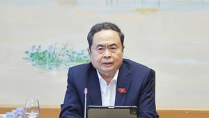 National Assembly Chairman Tran Thanh Man speaks at a group discussion on October 23, 2025. (Photo: VNA)