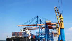 Super heavy-lift ships dock at Gemalink international port in former Ba Ria - Vung Tau province, which is now part of Ho Chi Minh City. (Photo: VNA)