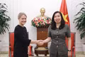 Deputy Minister of Foreign Affairs Le Thi Thu Hang (R) receives State Secretary at the Norwegian Ministry of Foreign Affairs Astrid Bergmål in Hanoi on October 16. (Photo: Vietnamese Ministry of Foreign Affairs)
