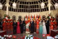 General Secretary of the Communist Party of Viet Nam Central Committee and President To Lam (8th from left, first row) and his spouse Ngo Phuong Ly, and Swiss President Guy Parmelin and his spouse Caroline Parmelin present flowers to artists performing at the banquet. (Photo: VNA)