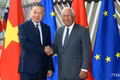 European Council President António Costa welcomes General Secretary of the Communist Party of Viet Nam Central Committee and President To Lam (L). (Photo: VNA)