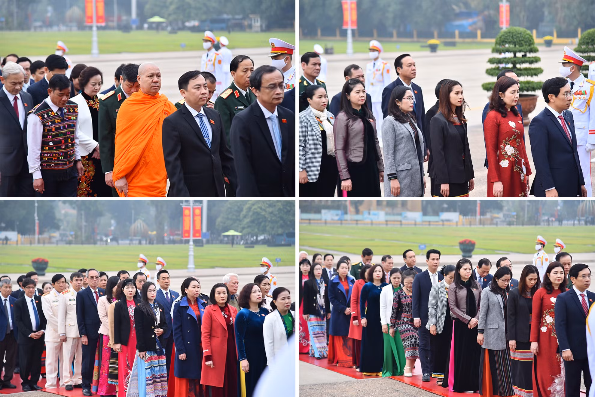 The delegation pay tribute to President Ho Chi Minh before the opening ceremony of the 2nd Extraordinary Session.