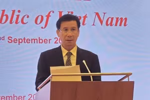 Vietnamese Ambassador to Indonesia Ta Van Thong speaks at the ceremony celebrating the 81st anniversary of Viet Nam’s National Day (September 2, 1945–2026), held by the Vietnamese Embassy in Indonesia on September 16. (Photo: VNA)