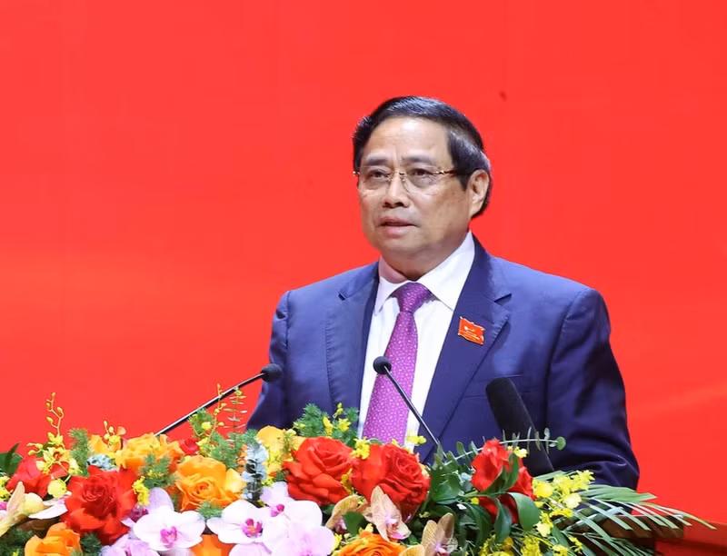 Prime Minister Pham Minh Chinh, who is also Politburo member and Secretary of the Government’s Party Committee, addresses the preparatory meeting of the first Congress of the Government’s Party Organisation on October 12 morning. (Photo: VNA)