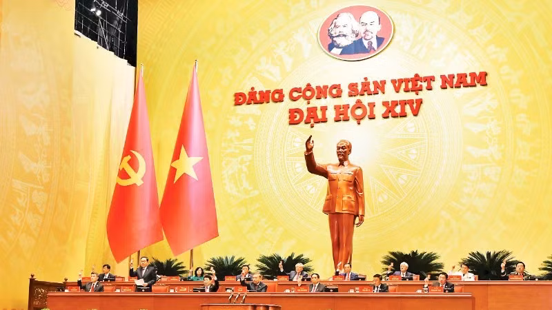 The Presidium at the preparatory session of the 14th National Party Congress. (Photo: KHOA NGUYEN)