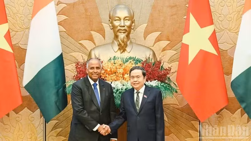 National Assembly President Tran Thanh Man (right) and his Côte d’Ivoire counterpart Patrick Achi in Ha Noi on August 23 (Photo: NDO)