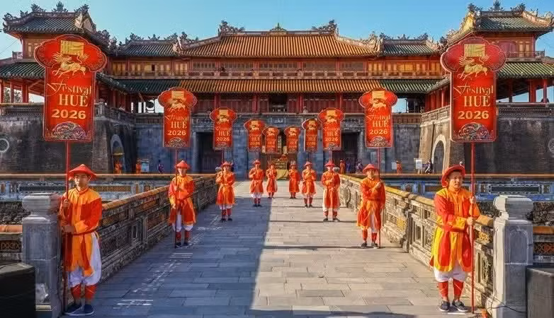 The re-enactment of the Nguyen Dynasty’s calendar giving ceremony on New Year’s Day marks the opening of the Hue Festival 2026 season.