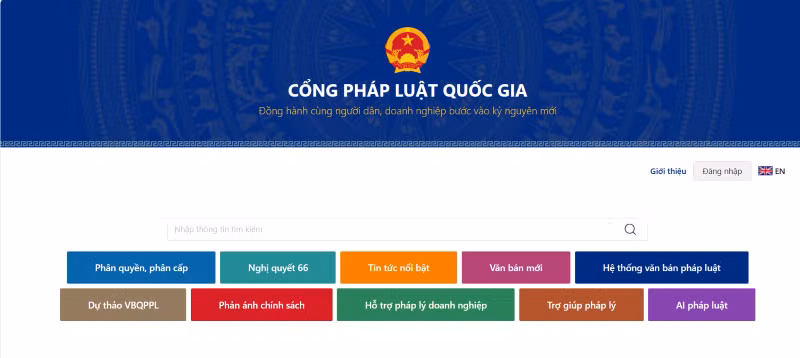 Screenshot of the National Legal Portal.