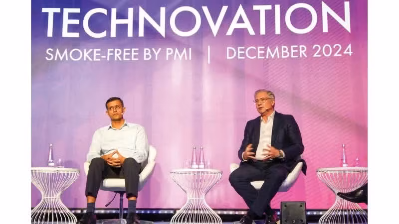 Ankur Modi (left), Vice President for South Asia &amp; Indochina at Philip Morris International, at the Technovation 2024 event.