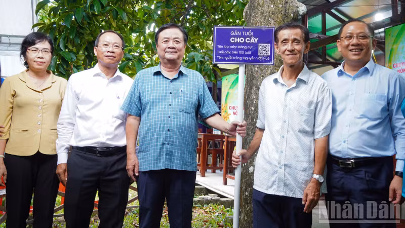 Delegates experience the garden beside a 40-year-old mangosteen tree. (Photo: VAN UT)