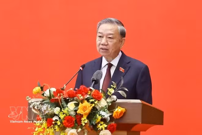 Party General Secretary and State President To Lam speaks at the event. (Photo: VNA)