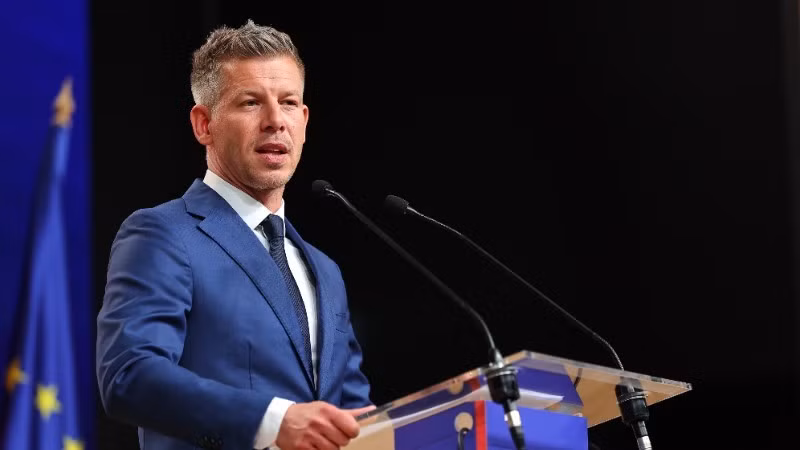 Prime Minister-elect Peter Magyar at a press conference in Budapest, April 13, 2026. (Photo: Xinhua/VNA)