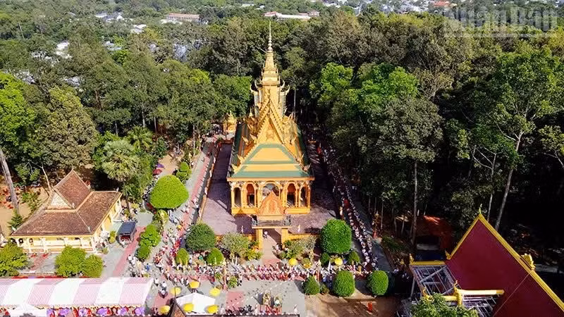 Pagodas serve as religious and community centres for the Khmer people in Vinh Long Province.