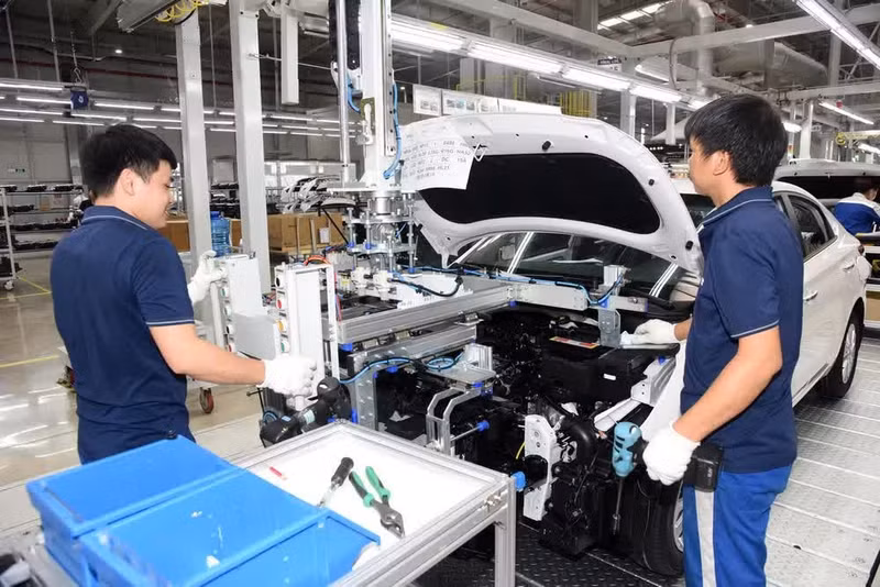 Vehicle assembly at Hyundai Thanh Cong 2 Plant in Ninh Binh Province, operated by Thanh Cong Group. (Photo: TRAN HAI)