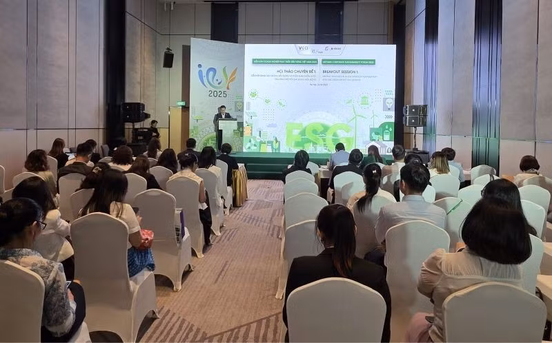 The thematic seminar “Innovation in building and implementing ESG strategies to respond to a period of turbulence”. (Photo: Kim Dung)
