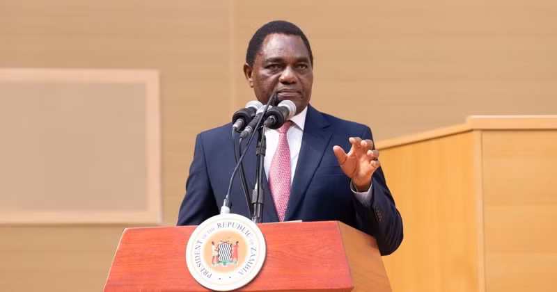 Zambian President Hakainde Hichilema speaks at an event in the capital Lusaka. (Photo: Xinhua/VNA)