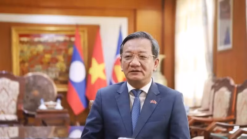 Vietnamese Ambassador to Laos Nguyen Minh Tam grants an interview to the Viet Nam News Agency. (Photo: VNA)