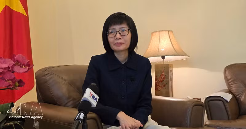 Ambassador Ton Thi Ngoc Huong, Permanent Representative of Vietnam to ASEAN grants an interview to the Vietnam News Agency. (Photo: VNA)