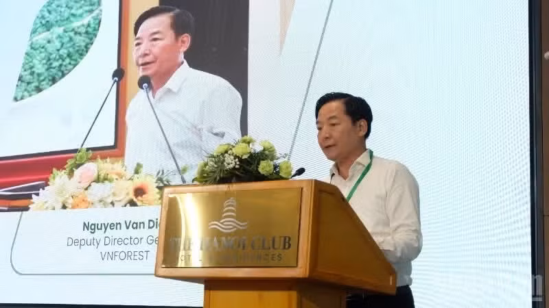 Nguyen Van Dien, Deputy Director General of the VNFOREST, addresses the conference.